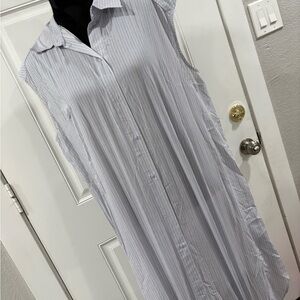 H&M Blue and White Striped Shirt Dress